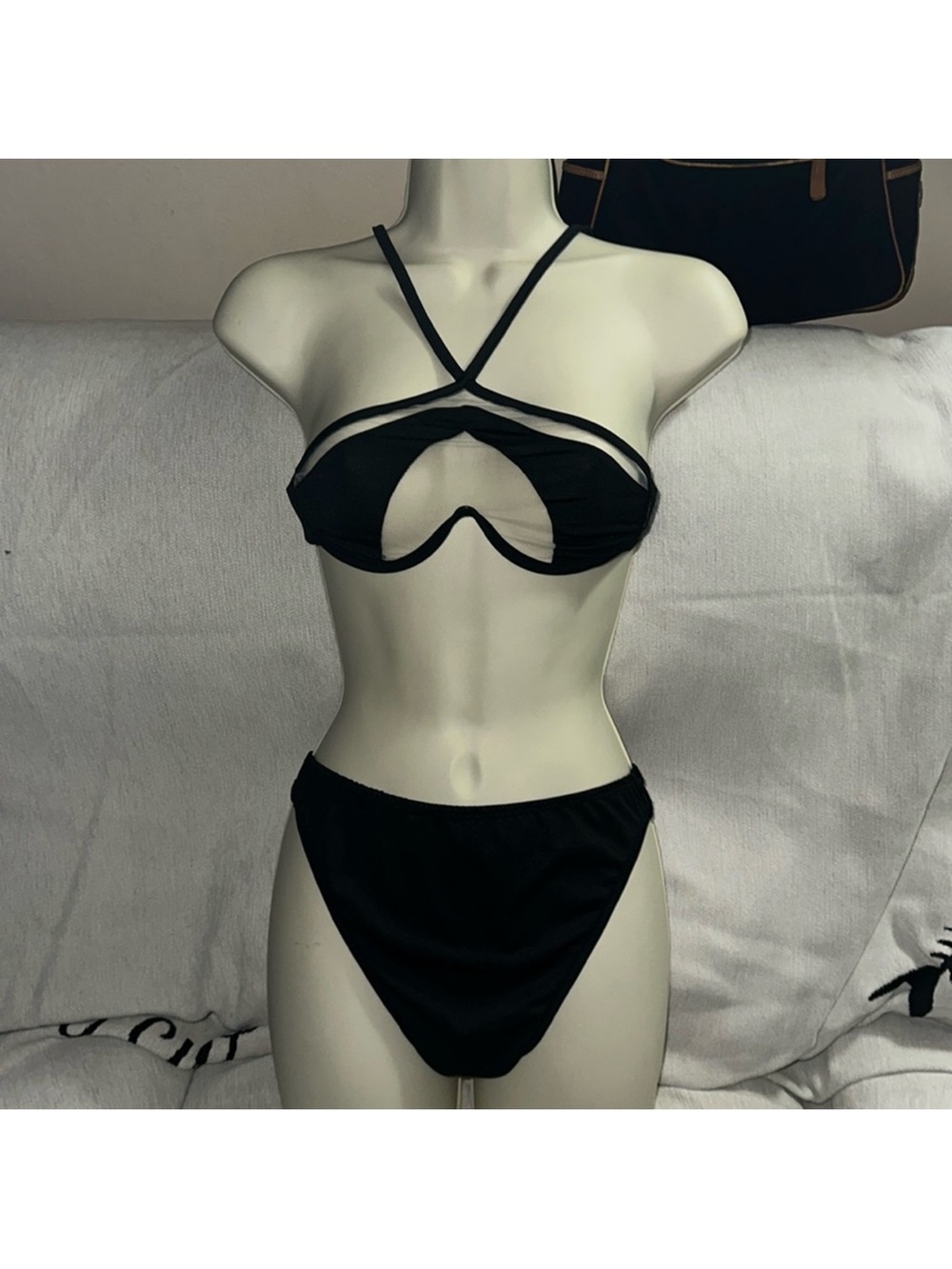 Black medium Strappy Cutout Women's Bikini New